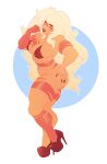 1girl big_ass big_breasts bikini cute female female_only gem_(species) high_heels jasper_(steven_universe) kokobuttz long_hair muscular_female orange_skin platform_shoes posing seductive solo solo_female steven_universe white_hair