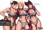  3_girls abs arm_on_shoulder asian asian_female biceps big_breasts black_hair blonde_hair bracelet breasts british british_female bun_cover calvin_klein cameltoe cammy_white candy capcom cellphone choker chun-li cleavage collar collarbone controller covered_nipples double_bun dualsense dualshock female_only fingerless_gloves food game_controller gamepad gloves grey_panties grey_sports_bra hair_bun hair_horns hershuar highleg highleg_panties jewelry juri_han korean korean_female leaning_on_person lollipop multicolored_hair multiple_girls muscular muscular_female navel panties pendant_choker phone playstation_controller scar scar_on_cheek scar_on_face smartphone smile spiked_bracelet spiked_collar spikes sports_bra stomach streaked_hair street_fighter street_fighter_6 thick_thighs thighs underwear underwear_writing 