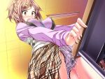 big_breasts blush brown_eyes brown_hair cha~nge!_~ano_ko_ni_natte_kunkun_peropero~ hard_nipples masturbation ogura_kana pussy_juice schoolgirl wet