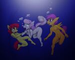 3girls anthro apple_bloom apple_bloom_(mlp) asphyxiation barefoot bubbles byondrage cub cutie_mark_crusaders cutie_mark_crusaders_(mlp) daemont92 drowning featureless_chest featureless_crotch feet female female_only flat_chest friendship_is_magic hasbro my_little_pony navel nude panicking pegasus peril pony scootaloo scootaloo_(mlp) skinny_dipping struggling sweetie_belle sweetie_belle_(mlp) swimming tagme tunnel underwater unicorn water young