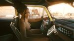 car cyberpunk_2077 driving driving_car nude nude nude_female panam_palmer vehicle vehicle_interior