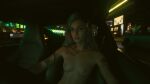 cyberpunk_2077 driving driving_car driving_naked judy_alvarez naked night night_city nipples nude nude_female porsche tattooed_breast tattooed_girl tattoos vehicle vehicle_interior