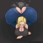 android_18 blonde_hair blue_eyes butt_expansion dat_ass dragon_ball dragon_ball_z gigantic_ass malitagonna