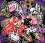  1boy 1girl bat_wings big_breasts big_breasts fight goudadunn high_res huge_breasts knuckles_the_echidna nipple_bulge rouge_the_bat sega sonic_the_hedgehog_(series) 