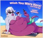  2_girls beach breasts chubby chubby_female clothed_female disney facesitting female/female female_focus female_only imadeej mature mature_female mermaid outside overweight_female plump princess_ariel short_hair sunglasses tagme the_little_mermaid ursula 