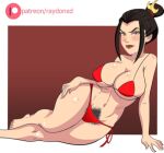  1girl avatar:_the_last_airbender azula bikini bush cleavage female_only grin lipstick pose posing princess pubes pubic_hair raydonxd royal royalty smug swimsuit the_pose topknot 