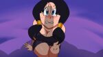 1girl big_breasts black_hair blue_eyes blush condom dragon_ball dragon_ball_z long_hair looking_at_viewer penis twin_tails videl