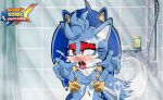  blue_fur furry furry_only sega shower sonic_the_hedgehog_(series) super_sonic_x_universe 