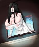 black_hair foxlitoxl ghost ghost_girl gigantic_ass gigantic_breasts hourglass_figure the_ring through_screen yamamura_sadako