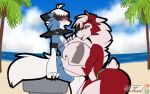 1boy 1girl anthro beach big_breasts fur furry huge_breasts johnithanial male/female massive_breasts mother_&_son ocean paizuri palm_tree x-ray