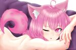 1girl ass catgirl female_only indie_virtual_youtuber latam_virtual_youtuber light-skinned_female light_skin no_bra no_panties nude pink_eyes pink_hair suwie virtual_youtuber