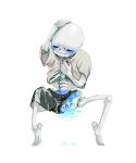  animated_skeleton blue_blush blush bodily_fluids bottom_sans clothed fluids monster pants_aside sans sans_(undertale) shirt_lift shirt_pull shirt_up sitting skeleton solo uke_sans undead undertale undertale_(series) white_background yooutnsfw 