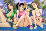  3_girls alluring beach big_breasts bikini black_hair brown_eyes brown_hair christie_monteiro cleavage deviantart female_only holding_phone holding_soda_can ling_xiaoyu miharu_hirano namco on_beach_towel phone selfpic shorts summer_dress systemst91 tekken tekken_3 tekken_4 tekken_5_dark_resurrection tekken_7 tekken_8 tekken_tag_tournament tekken_tag_tournament_2 