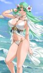  1girl 1girl 1girl alluring big_breasts big_breasts bikini female_only fire_emblem fire_emblem:_three_houses fire_emblem_heroes green_eyes green_hair hourglass_figure long_hair mature_female nintendo rhea_(fire_emblem) rhea_(summer)_(fire_emblem) sendrawz solo_female swimsuit 