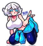  blue_glasses genderswap rule_63 white_hair white_skin youtube youtuber 퍼런안경_blas 