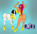  2girls alternate_version_available big_ass big_breasts bimbo black_hair cartoon_network color colored dancing dat_ass dc edit erect_nipples exercise female_only green_eyes grey_skin iop_god_(coloring) koriand&#039;r lady_legasus leotard nipple_bulge nipples orange_skin purple_eyes rachel_roth raven_(dc) red_hair simple_background starfire sun1sol teen_titans teen_titans_go the_incredible_quad thick_thighs thong_leotard twerking voluptuous voluptuous_female yellow_leotard young_adult 