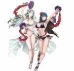  2girls alluring alternate_costume big_breasts bikini black_bikini black_swimsuit blue_eyes breasts byleth_(female) byleth_(fire_emblem) byleth_(fire_emblem)_(female) cleavage cuboon female_only fire_emblem fire_emblem:_three_houses fire_emblem_heroes full_body green_eyes green_hair high_res nintendo official_art rhea_(fire_emblem) rhea_(summer)_(fire_emblem) summer swimsuit teal_hair white_bikini white_swimsuit 