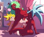 1girl 2futas all_fours anal cum double_penetration futanari futanari_on_female futanari_with_female kneesocks_daemon nude panty_&_stocking_with_garterbelt panty_anarchy scanty_daemon steecks_(artist) threesome vaginal