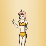  cute half_naked original original_character sexy slim small_breasts tilki yellow yellow_background yellow_bikini yellow_bra yellow_hair yellow_panties yellow_skin 