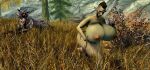 1girl 1girl huge_breasts huge_nipples hyper_breasts orc running_away skyrim the_elder_scrolls thick_thighs