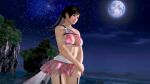 1girl 3d black_hair blue_eyes breasts dead_or_alive dead_or_alive_2 dead_or_alive_3 dead_or_alive_4 dead_or_alive_5 dead_or_alive_6 dead_or_alive_xtreme dead_or_alive_xtreme_2 dead_or_alive_xtreme_3_fortune dead_or_alive_xtreme_beach_volleyball dead_or_alive_xtreme_venus_vacation kokoro kokoro_(doa) large_breasts long_hair night ocean official_art ponytail solo tecmo