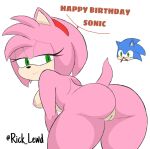 1boy 1girl alternate_version_available amy_rose anthro ass bedroom_eyes bent_over big_ass blood bodily_fluids butt_grab color completely_nude completely_nude_female dat_ass eulipotyphlan female furry hand_on_butt hedgehog high_res looking_back male mammal naked_female narrowed_eyes nosebleed nude nude_female rickamv seductive sega sonic_the_hedgehog sonic_the_hedgehog_(series) thick_thighs