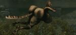  1girl 1girl huge_ass huge_breasts hyper hyper_breasts khajiit massive_ass nude skyrim swimming the_elder_scrolls 