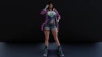 1girl 360_view 3d alluring animated ass belt big_breasts brunette clothed female_only glasses gloves julia_chang keyd10iori loop namco nude pubic_hair pussy render shirt shoes shorts socks solo_female tekken tekken_8 video video_games webm