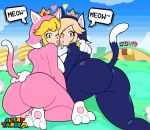 1girl 2_girls 3boys ?_block ass ass_focus back back_view backboob big_breasts big_thighs blonde_hair blue_eyes blush boomerang_suit breasts brick_block bubble_ass bubble_butt cat_costume cat_ears cat_mario cat_paws cat_peach cat_rosalina cat_suit cat_tail crown dat_ass earrings eyebrows_visible_through_hair fat_ass female_focus fully_clothed hair_over_one_eye hearts high_res huge_ass huge_breasts human human_only large_thighs light-skinned_female lips lipstick looking_at_viewer looking_back looking_back_at_viewer luigi male mario mario_(series) meowing motion_lines nintendo one_eye_closed outside pearl_earrings platinum_blonde_hair princess_peach rosalina royal_slut seductive sexually_suggestive sexy sexy_ass sexy_body sexy_breasts sexy_pose silenttandem smelly_ass speech_bubble star_earrings super_mario_3d_world tail teal_eyes teeth text thick thick_ass thick_thighs thighs toad_(mario) wide_hips