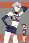 2boys androgynous artist_request black_hair blush crossdressing duo kaworu_nagisa male male_only midriff miniskirt neon_genesis_evangelion shinji_ikari trap white_hair yaoi