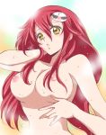  1girl blush breasts erect_nipples huge_breasts kurimomo long_hair nipples nude red_hair solo tengen_toppa_gurren_lagann topless wet yellow_eyes yoko_littner 