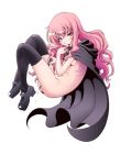  1girl cape legs licking long_hair louise_francoise_le_blanc_de_la_valliere mary_janes minazuki_tsuyuha naked_cape nude pink_eyes pink_hair shoes solo stockings thighhighs tongue wand zero_no_tsukaima 