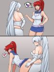  1futa 1girl 2koma ahegao alexis_rhodes alexis_rhodes_(cosplay) alternate_version ass bare_shoulders bent_over casual casual_sex clothed_sex comic cosplay crossover cum cum_drip cum_on_ass cum_on_face disney doggy_position donburikazoku emma_frost emma_frost_(cosplay) erection facial female female_penetrated fucked_silly futanari futanari_on_female futanari_penetrating futanari_with_female heart heart-shaped_pupils instant_loss_2koma intersex konami long_hair looking_pleasured marvel nipples panels penetration penis penis_out pleasure_face ponytail proposal pyrrha_nikos red_hair rwby sex taken_from_behind vaginal weiss_schnee white_hair x-men yu-gi-oh! yu-gi-oh!_gx 