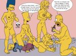 bart_simpson blue_hair breast_grab breasts cum doggy_position fellatio fishnet_stockings hair homer_simpson incest lisa_simpson maggie_simpson marge_simpson nude oral pussy smile spitroast the_fear the_simpsons yellow_skin