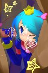 bemani blue_eyes crown cum_in_hair cum_on_face fellatio handjob light_blue_hair one_eye_closed pop'n_music prince_m_(pop'n_music) stars