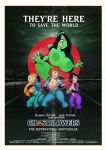 big_breasts black_background breasts captainjerkpants danny_phantom desiree ghost ghostbusters jasmine_fenton jumpsuit madeline_fenton movie_poster open_clothes parody proton_pack samantha_manson