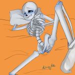  1:1 1:1_aspect_ratio animated_skeleton artist_name blue_blush blush hand_on_chest hand_on_own_chest heart_eyes legs_apart legs_spread malicious-muffin_(artist) malicious_muffin_(artist) nude one_eye_closed pillow sans sans_(undertale) seductive seductive_smile skeleton socks socks_only spread_legs undead undertale undertale_(series) wink 