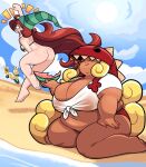 ass bbw beach betilla big_breasts bikini blonde_hair bottomless embarrassed embarrassed_nude_female embarrassing enf freckles prank rayman rayman_origins red_hair