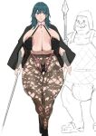  1boy 1girl big_breasts byleth_(female) byleth_(fire_emblem) curvaceous curvy curvy_body curvy_female curvy_figure dark_green_hair fat_man fire_emblem fire_emblem:_three_houses green_eyes high_res high_res huge_breasts kunaboto long_hair older_male older_male/younger_female ugly_bastard ugly_man venus_body 