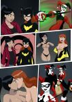  1girl 3_girls barbara_gordon batgirl batgirl_(the_new_batman_adventures) batman:_the_animated_series batman_(series) big_breasts black_lipstick brainwashing comic crossover dc_comics dcau droneification ellen_yin female_only harley_quinn harley_quinn_(classic) hypnosis kissing large_ass the_batman the_new_batman_adventures thick_thighs transformation undressing unzipping wide_hips yuri 