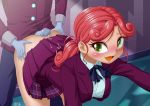 1_boy 1_girl 1boy 1girl alizarin_bubblegum_(eg) ass before_sex bent_over blush celery_stalk_(eg) clothed_male_clothed_female equestria_girls erection female friendship_is_magic imminent_sex indoors male male/female mostly_clothed my_little_pony no_panties penis skirt skirt_lift uniform uotapo