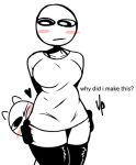  1girl ass_grab bald black_legwear black_panties blush commentary eyebrows floating_heart jace_the_funny jacefunny male monochrome panties shirt silly stockings unnamed_bald_guy_(jacefunny) unnamed_bald_woman_(jacefunny) wink 