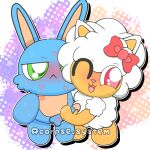  1boy 1girl bloon_(pretty_blood) bow bunny_boy bunny_ears jerking_off luny_(pretty_blood) pretty_blood sheep_girl 