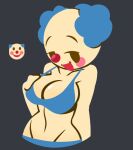 1girl almost_naked blue_bra blue_hair blush bra breasts clown clown_emoji emoji emoji_(race) jace_the_funny jacefunny meme mob_face no_outlines panties smile