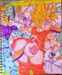  1girl big_ass cell_games cell_junior cum dragon_ball dragon_ball_gt dragon_ball_z female_goku fighting genderswap genderswap group_sex nipples pants_pulled_down princeadam rape saiyan son_gohan son_goku spanked_mark spitroast super_saiyan traditional_media_(artwork) 