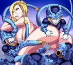 1girl android_18 ass backboob big_breasts blonde_hair breasts cell_junior censored defeated dragon_ball dragon_ball_z earrings ichijiku imminent_rape jewelry looking_back nipples pussy rape tentacle