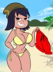 beach cfnm clothed_female_nude_male edit hat holding_pants implied_nudity janna_ordonia looking_at_viewer roco340 smile star_vs_the_forces_of_evil swimming_trunks