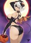 1girl android android_girl artist_signature ass big_breasts blindfold breasts bubble_butt hair_over_one_eye halloween high_res hips kaos_art large_ass light-skinned_female light_skin nier nier:_automata short_hair slim_waist succubus_costume thick_thighs thighs white_hair wide_hips yorha_2b yorha_no._2_type_b