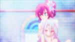 2girls anime bath crawling fell_down female gif no_game_no_life nude nude_female pink_hair shiro_(no_game_no_life) stephanie_dora