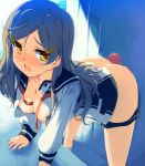 1girl blush breasts brown_eyes brown_hair censored dildo hentai imuraya_ayuka long_hair nipples no_bra open_clothes open_shirt porn shinomiya_himawari shirt shorts shorts_pull solo vividred_operation